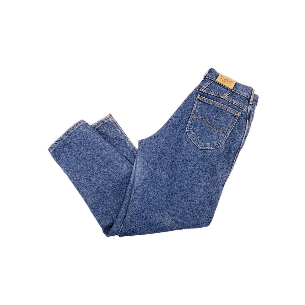 Vintage Lee Jeans Women's 12P W28 Blue High Rise Tapered Leg Stretch Denim Mom